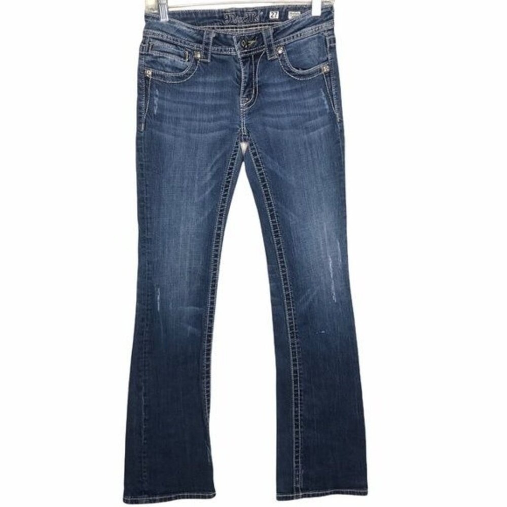 Miss Me Bootcut Jeans Dark Wash Embellished Cross Pocket JE5452B3L Size 27